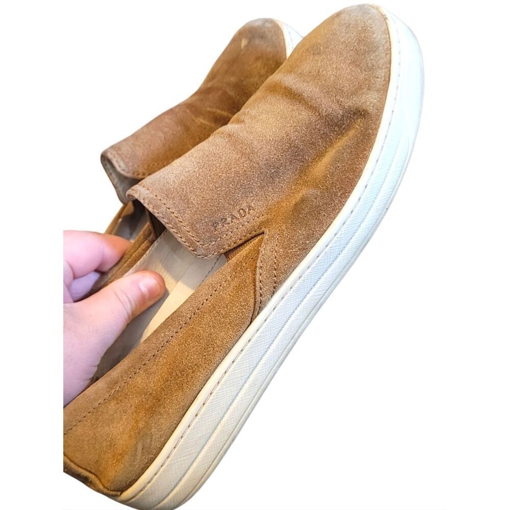 Prada Sport Tan Suede Slip-On Sneakers Size 37.5/ US 7